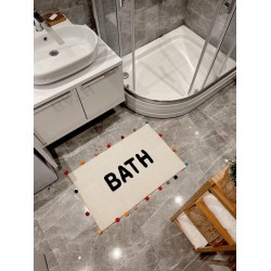 Ponpon Detaylı Renkli Banyo Paspası 90*56