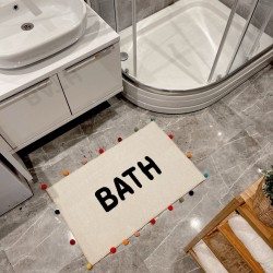 Ponpon Detaylı Renkli Banyo Paspası 90*56 Ponpon Detaylı Renkli Banyo Paspası 90*56