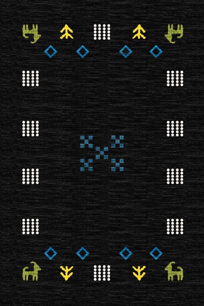 TAPATES CHİNDİ DARK BLACK RETRO HALI TAPATES CHİNDİ DARK BLACK RETRO HALI