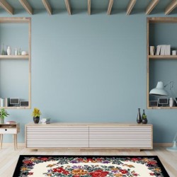 TAPATES PASHA BLACK WHİTE RETRO HALI TAPATES PASHA BLACK WHİTE RETRO HALI