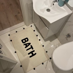 Ponpon Detaylı Siyah Banyo Paspası 90*56 Ponpon Detaylı Siyah Banyo Paspası 90*56