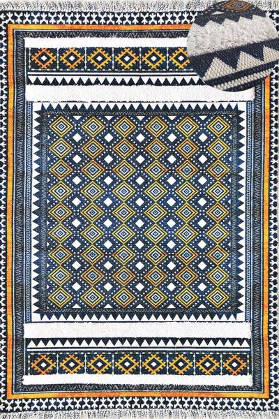 TAPATES RUSTİK MAVİ PATCHWORK HALI