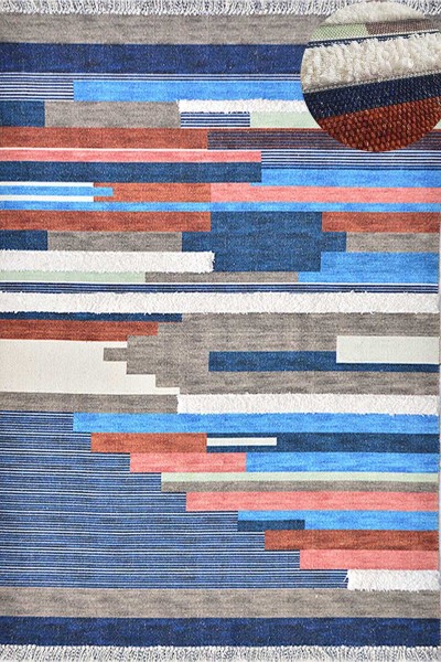 TAPATES RUSTİK NAVY BLUE PATCHWORK HALI